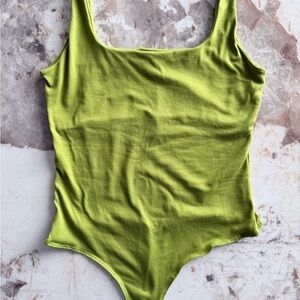 Le Lis Lime Green Square Neck Bodysuit